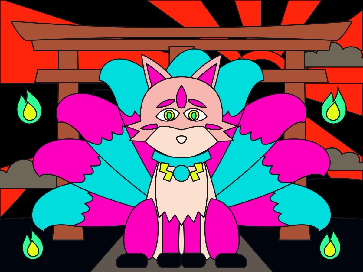 Kitsune, coloured in by a player